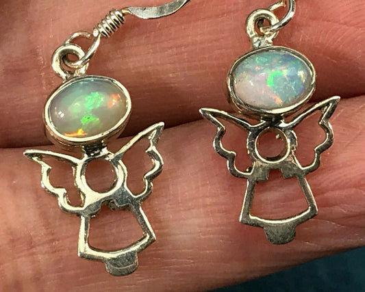 Ethiopian Welo Jelly Opal ANGEL Earrings. Dangly **VIDEO***