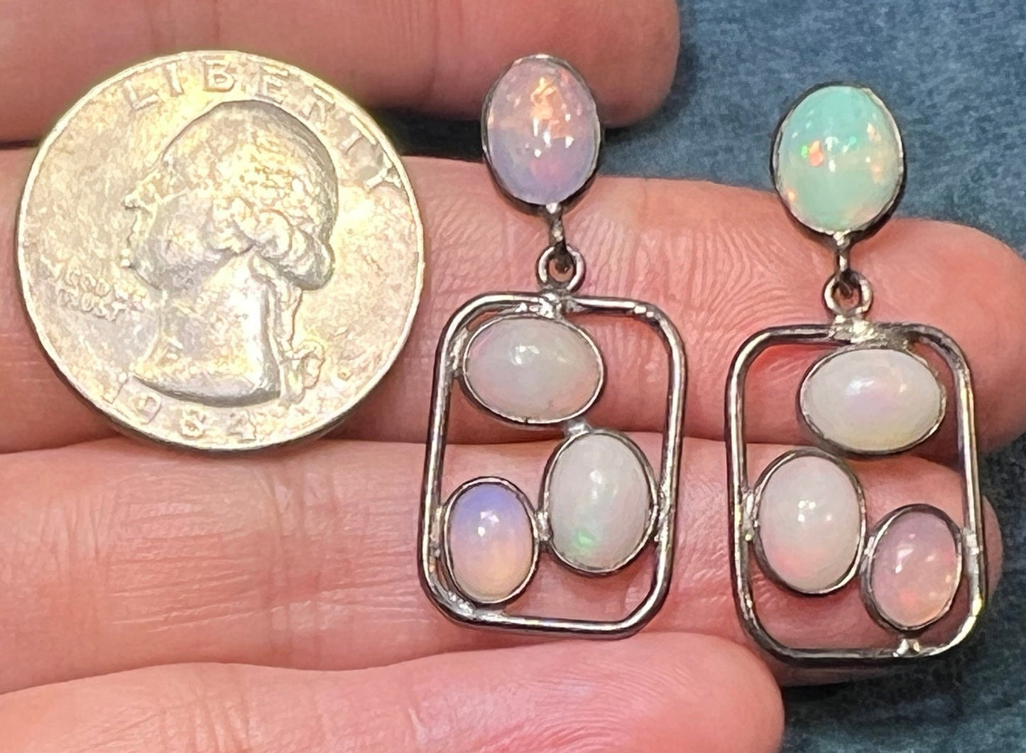 Ethiopian Welo Jelly Opal Dangle Earrings. 1.4" *Video*