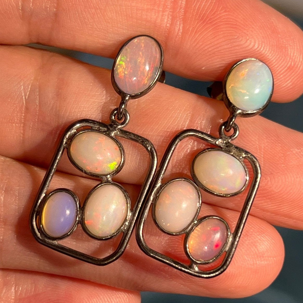 Ethiopian Welo Jelly Opal Dangle Earrings. 1.4" *Video*