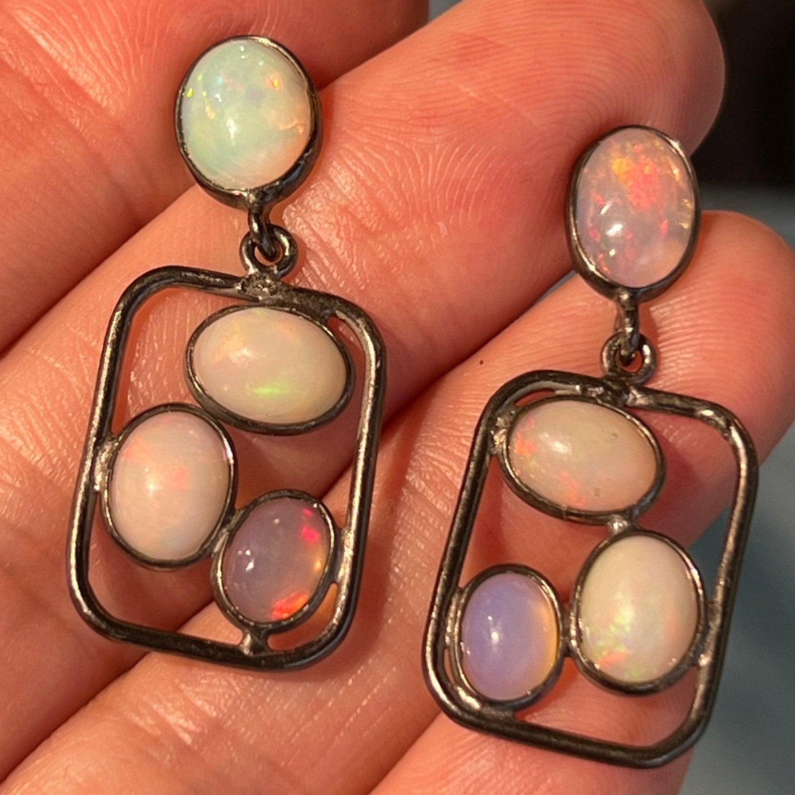 Ethiopian Welo Jelly Opal Dangle Earrings. 1.4" *Video*