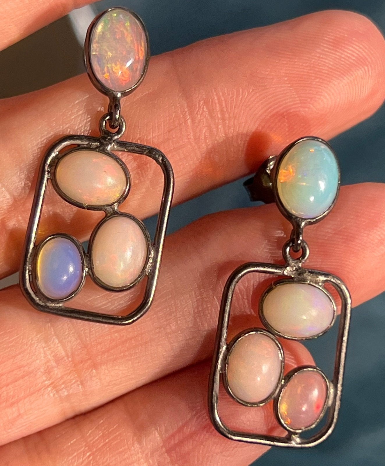 Ethiopian Welo Jelly Opal Dangle Earrings. 1.4" *Video*