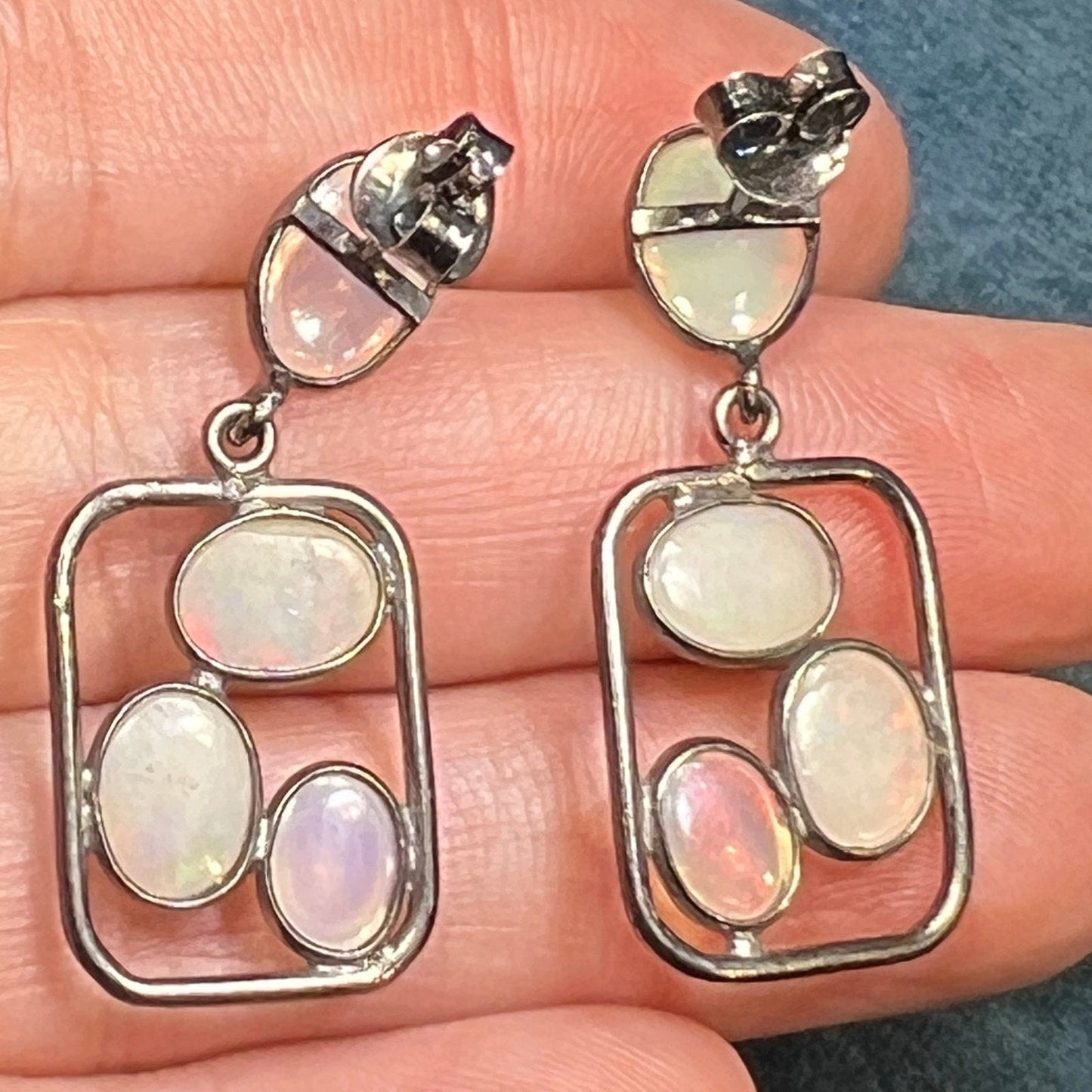 Ethiopian Welo Jelly Opal Dangle Earrings. 1.4" *Video*