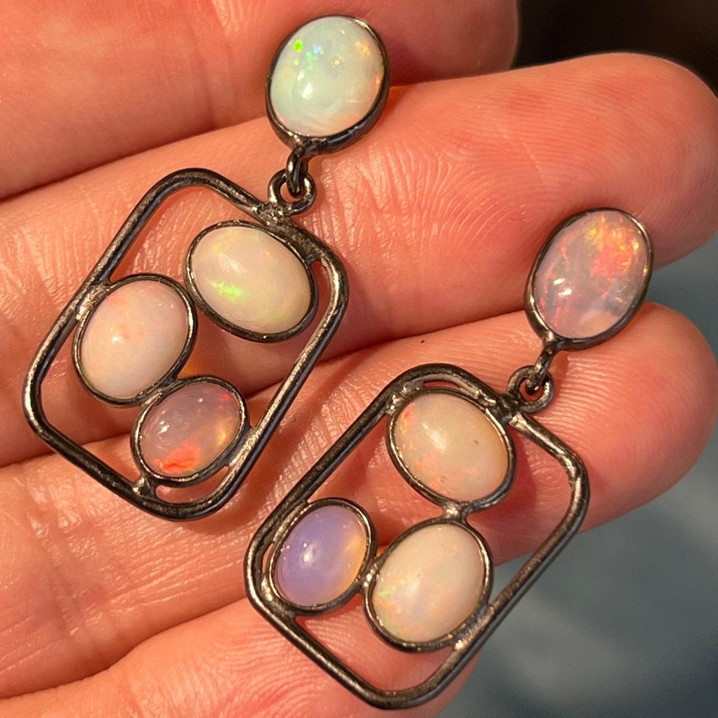 Ethiopian Welo Jelly Opal Dangle Earrings. 1.4" *Video*