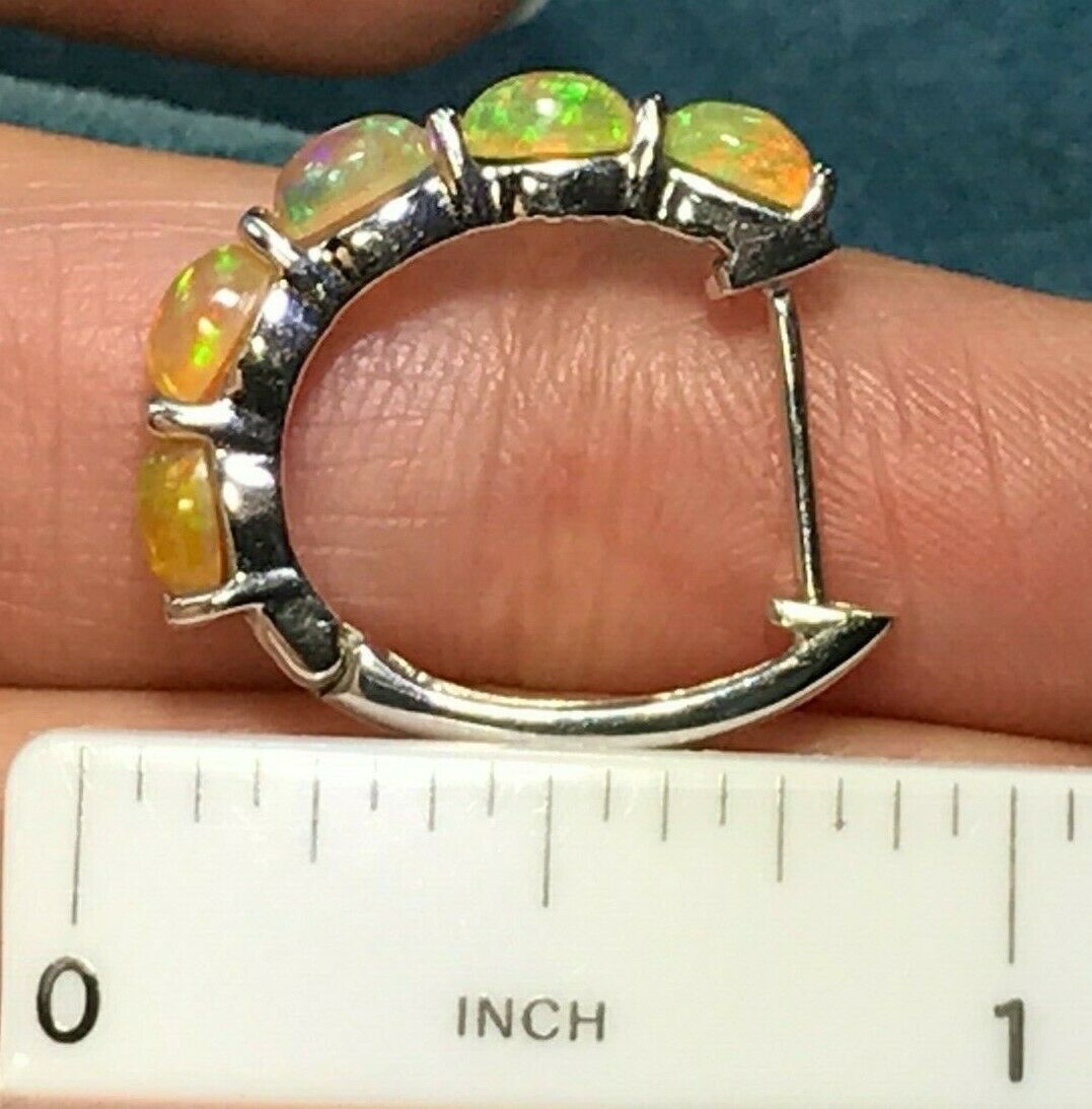 Ethiopian Welo Jelly Opal Huggies Hoop Earrings. 3/4"