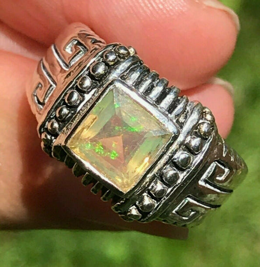 Ethiopian Welo Jelly Opal Ring in Bali Sterling 925 **VIDEO**