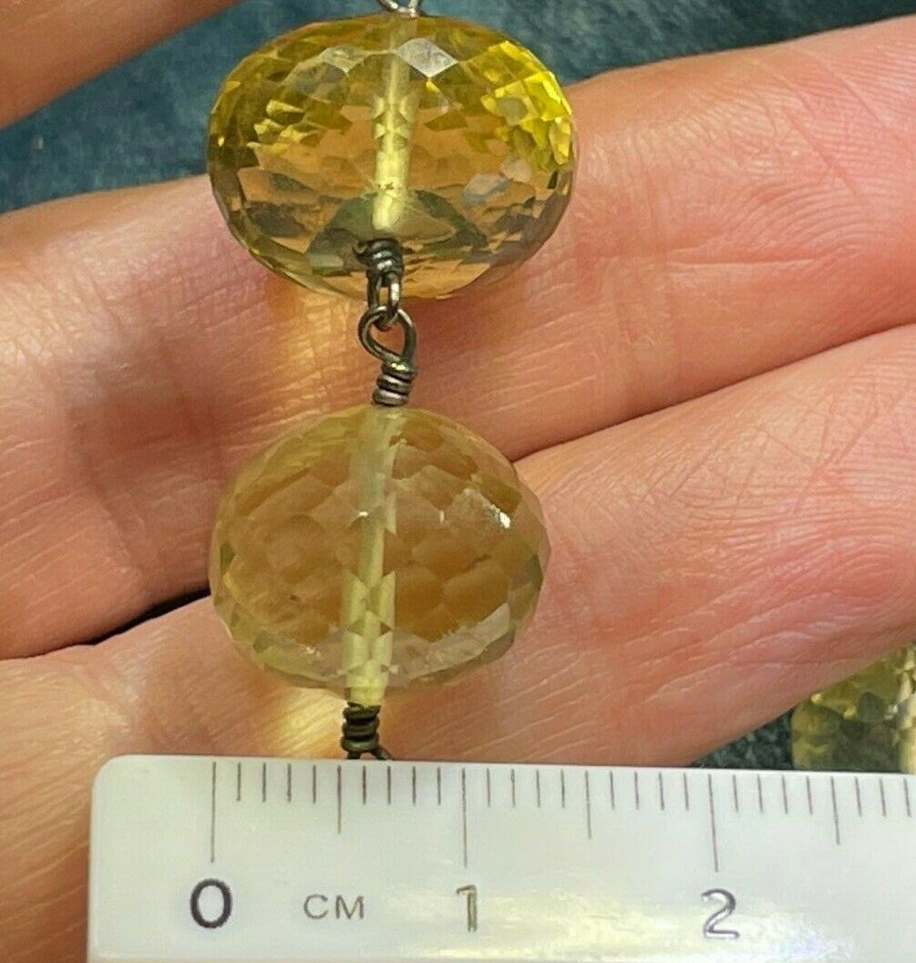 Lemon Yellow Limon Citrine Briolette Necklace with Toggle Clasp**60g**_b100_17