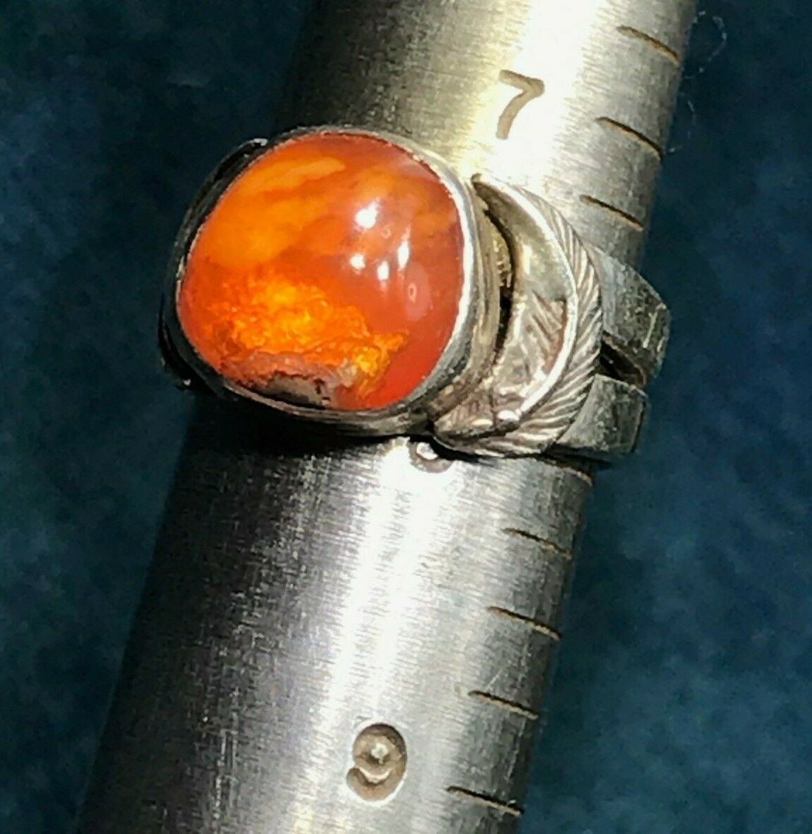 Mexican Boulder Fire Opal Ring. 925 Old Pawn. LAVA 9g **VIDEO**