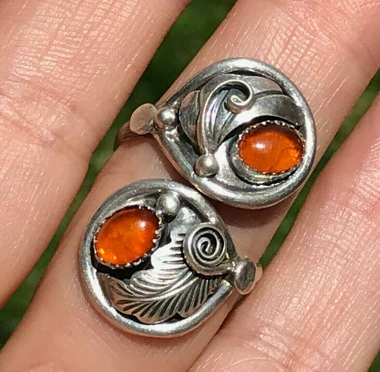 Mexican Fire Opal Ring. 925 Old Pawn. Bypass. **VIDEO**