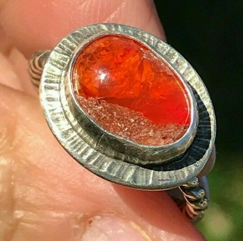 Red Fire Opal Ring, Vivid Flame Red 10x12mm Lab Created Opal, Sterling  Silver Vine Ring, Adjustable Size From 5-9 - Etsy