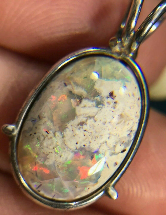 Mexican Jelly Boulder Cantera Opal Pendant in 925. Large 1" ***VIDEO**