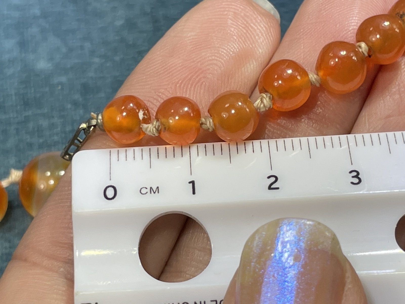 Orange Carnelian Hand-Knotted 20" Necklace. Large 10mm Beads