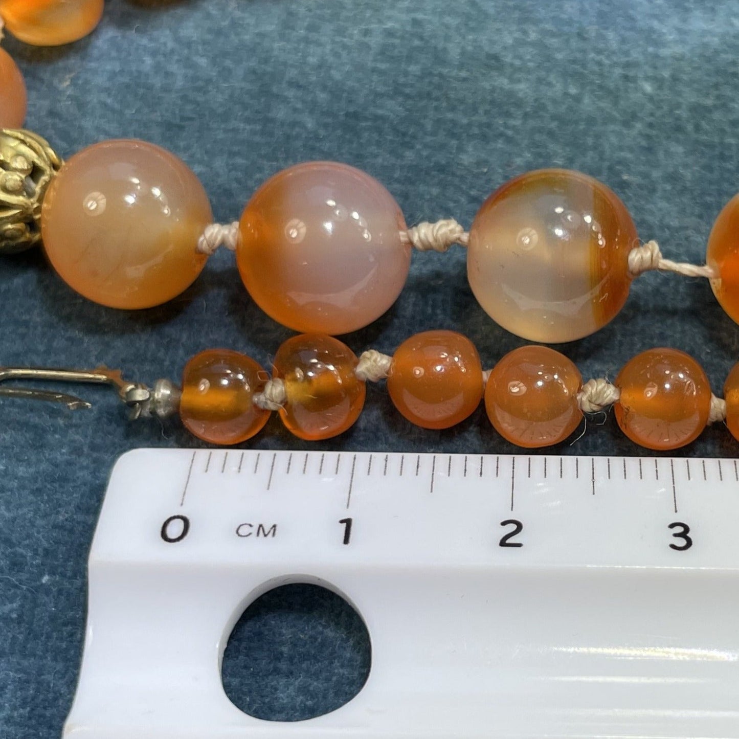 Orange Carnelian Hand-Knotted 20" Necklace. Large 10mm Beads