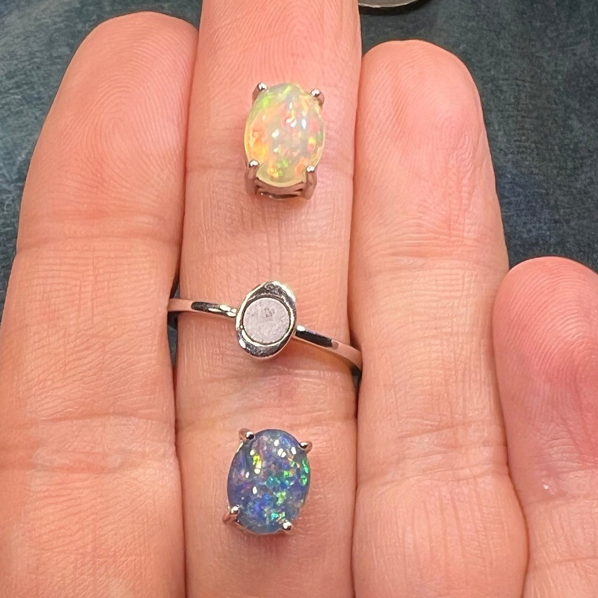 Sterling Silver Ring w Interchangeable Opals *Video*