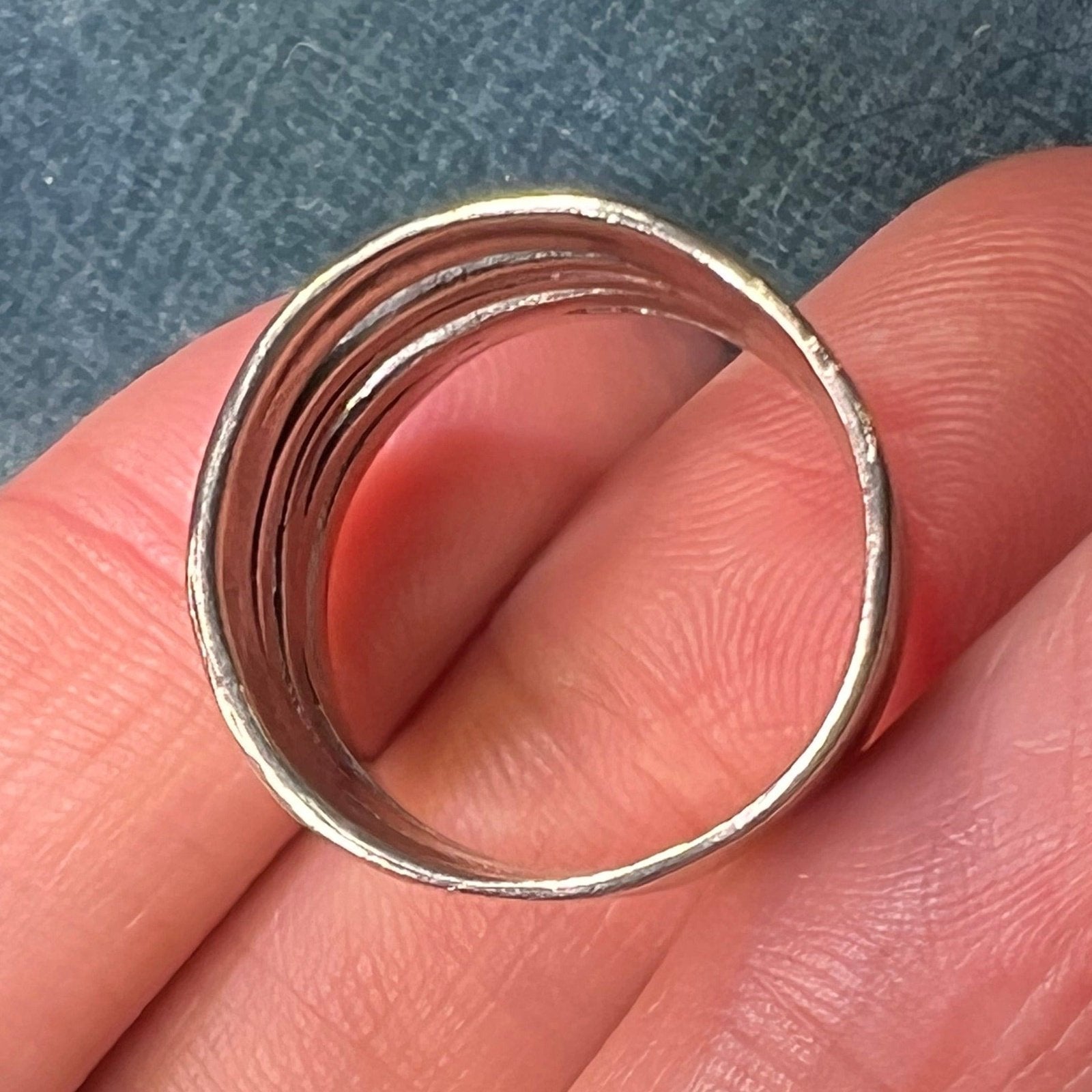 Wide Hammered Silver Stacked Multi-Band Cigar Ring