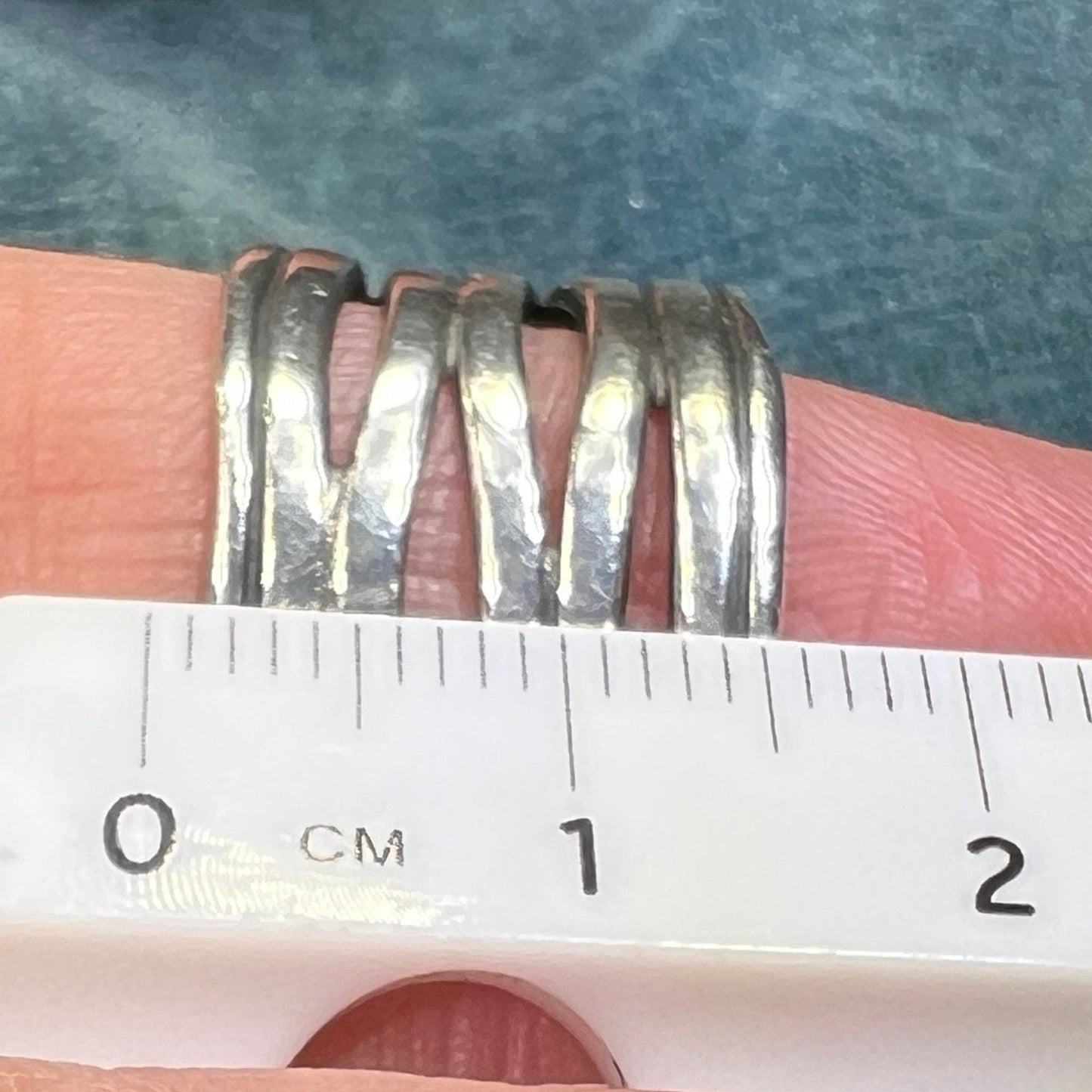 Wide Hammered Silver Stacked Multi-Band Cigar Ring