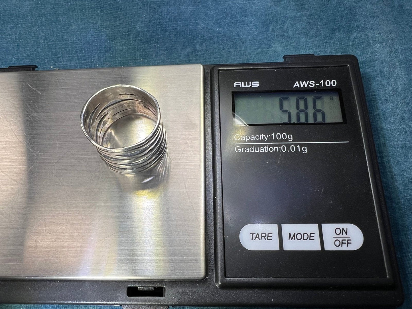 Wide Hammered Silver Stacked Multi-Band Cigar Ring