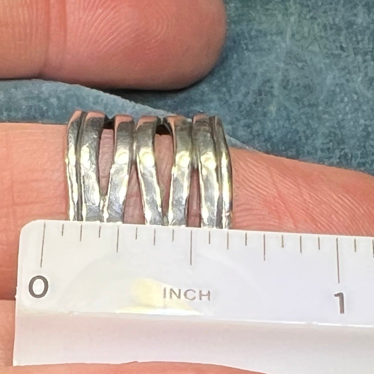 Wide Hammered Silver Stacked Multi-Band Cigar Ring